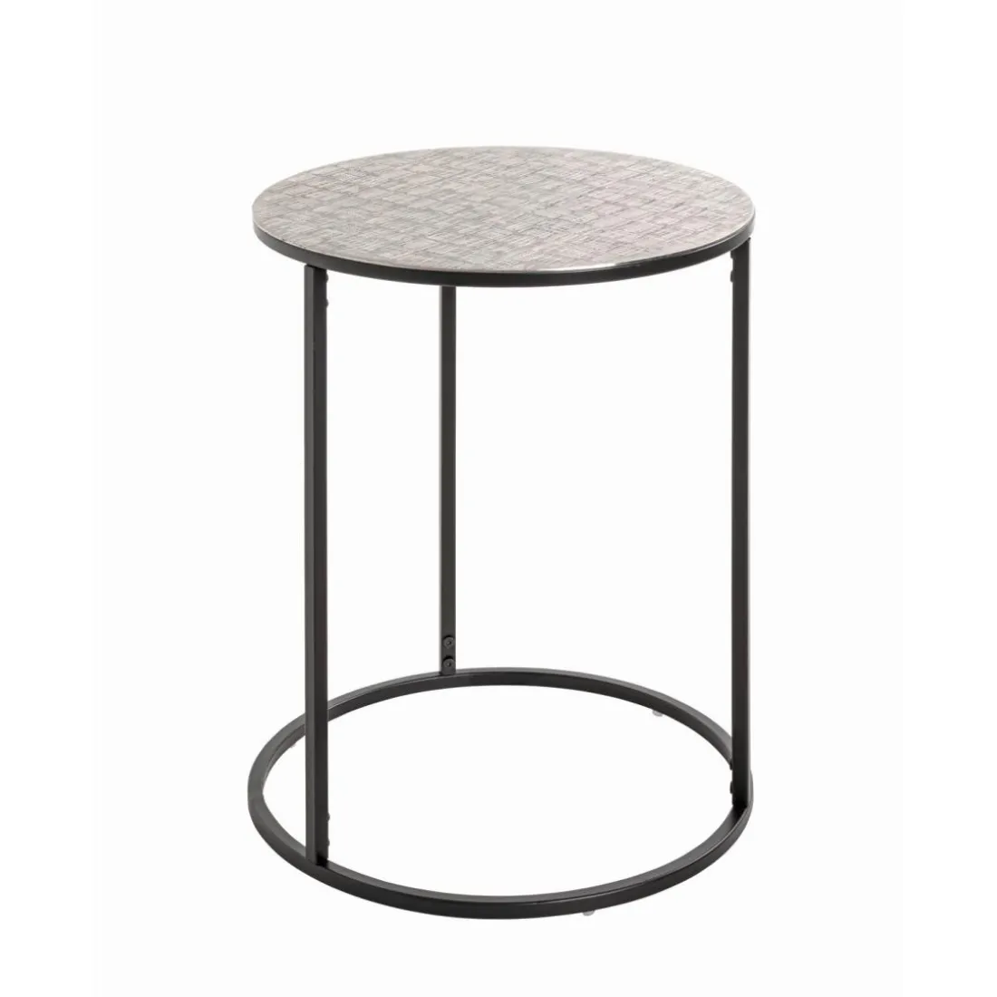 Table d'appointe en tube d'acier laqué noir, plateau en structure aluminium