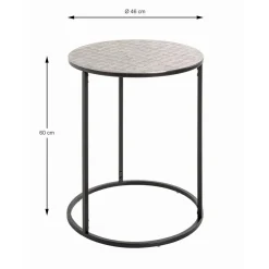 Table d'appointe en tube d'acier laqué noir, plateau en structure aluminium