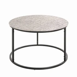 Table d'appointe plateau en structure aluminium argenté en tube d'acier laqué noir