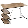Table de bar avec 3 étagères effet chêne naturel