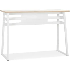 Table de bar haute 'NIKI' bois et métal blanc