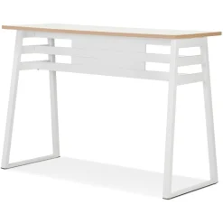 Table de bar haute 'NIKI' bois et métal blanc