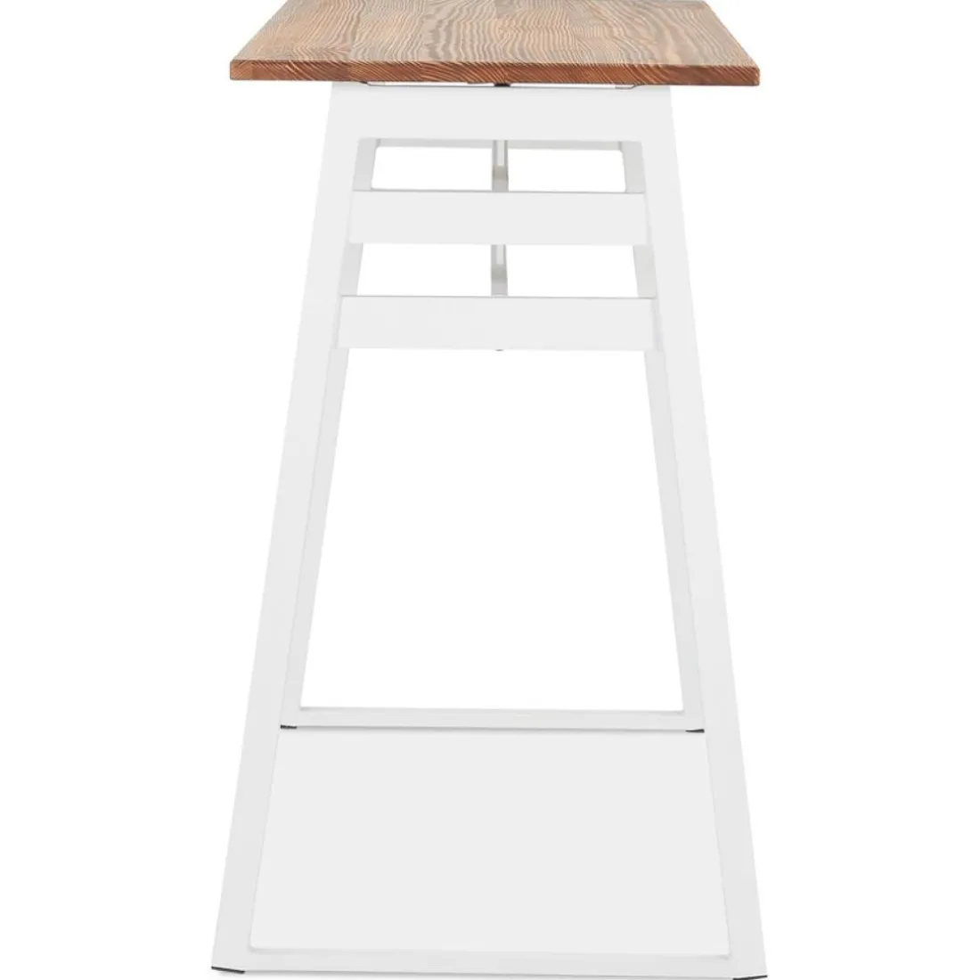 Table de bar haute 'NIKI' en bois massif et pied en métal blanc