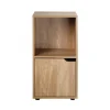 Table de chevet 2 cases décor bois 1 porte en bois