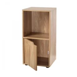 Table de chevet 2 cases décor bois 1 porte en bois