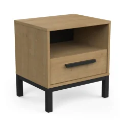 Table de Chevet 1 tiroir et 1 niche décor chêne et noir mat