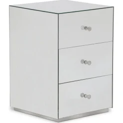 Table De Chevet 3 Tiroirs NARCISSO Pied Argent
