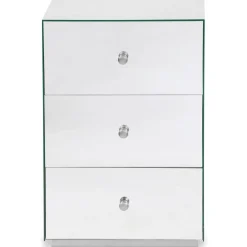 Table De Chevet 3 Tiroirs NARCISSO Pied Argent