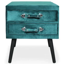 Table de chevet 2 tiroirs Bardo Velours Vert