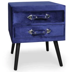 Table de chevet 2 tiroirs Bardo Velours Bleu