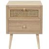 Table de Chevet CANNAGE 2 Tiroirs Bois