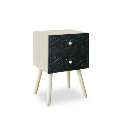 Table de chevet Catana 2 tiroirs Noir Carbone