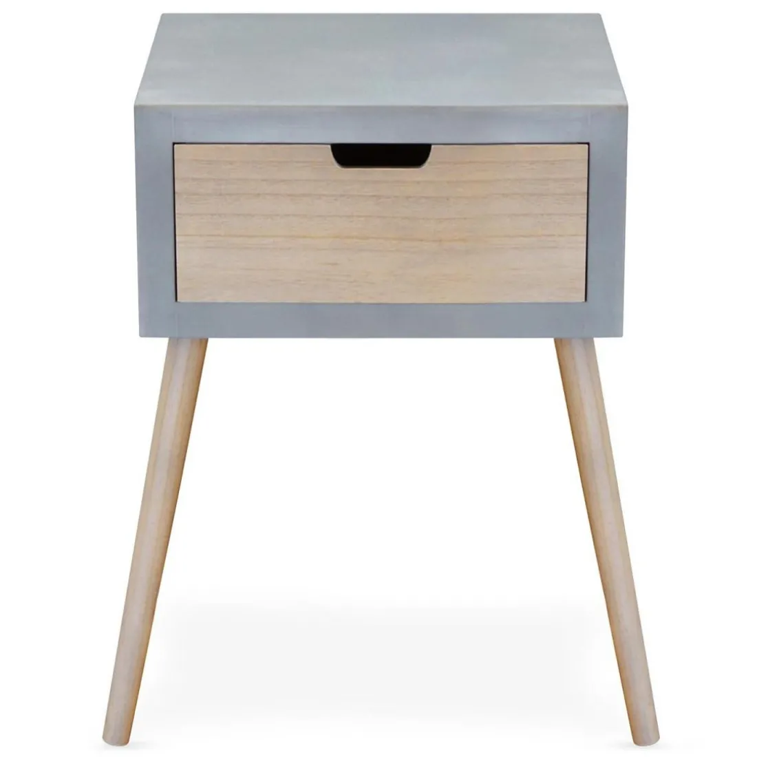 Table De Chevet Grise et Bois 1 Tiroir VERAH