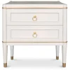 Table de chevet élégante 2 tiroirs Optimus Beige clair et Or