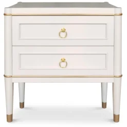 Table de chevet élégante 2 tiroirs Optimus Beige clair et Or