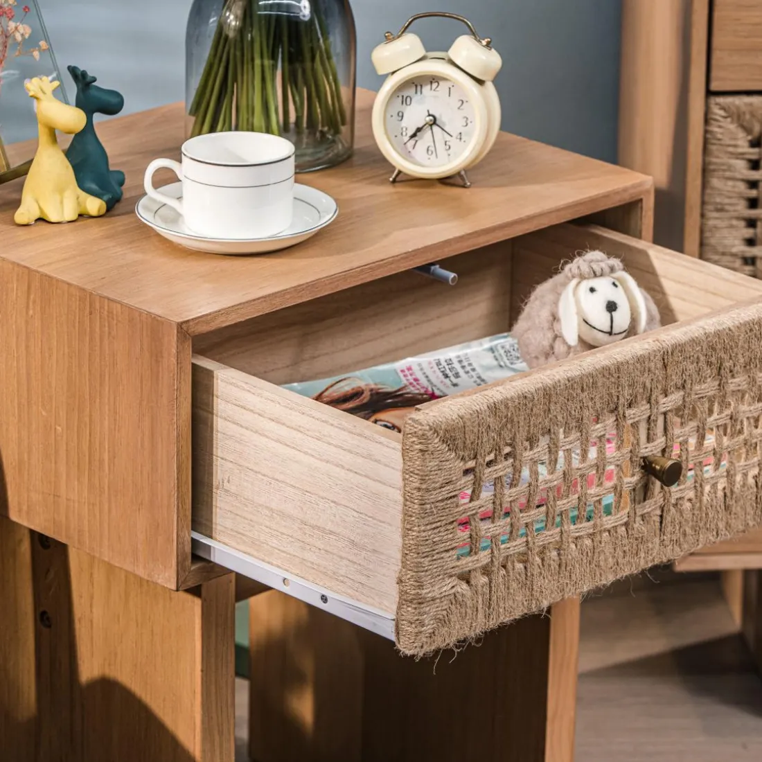 Table de Chevet Nuit Appoint Scandinave en Bois