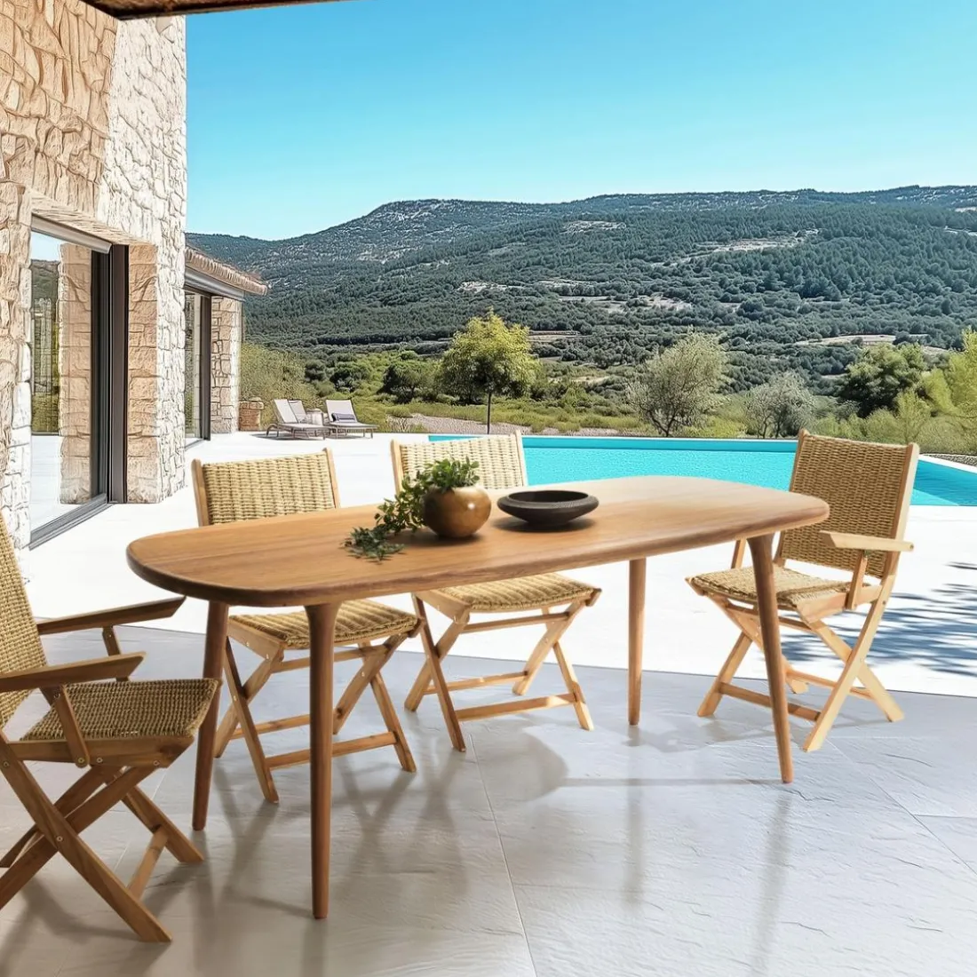 Table de jardin en bois d'Angélique huilé