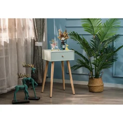 Table de Nuit Scandinave en Bois 1 Tiroir NARITA - Verte
