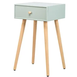 Table de Nuit Scandinave en Bois 1 Tiroir NARITA - Verte