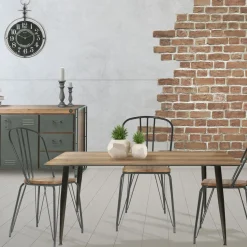 Table de Repas Imitation Bois 115X75X75cm