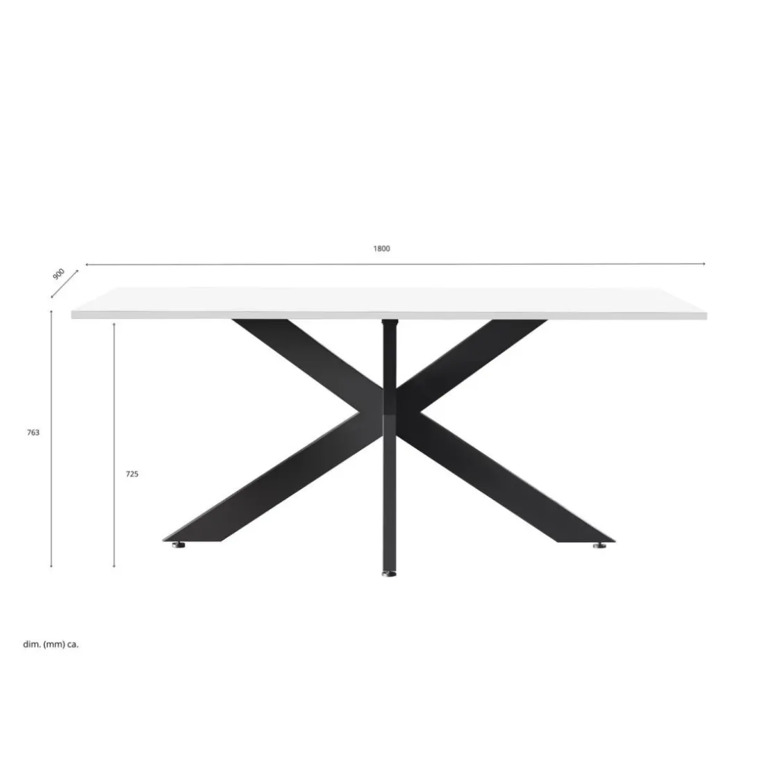 Table de repas SPIDER pieds métal Panneaux de particules de première qualité blanc