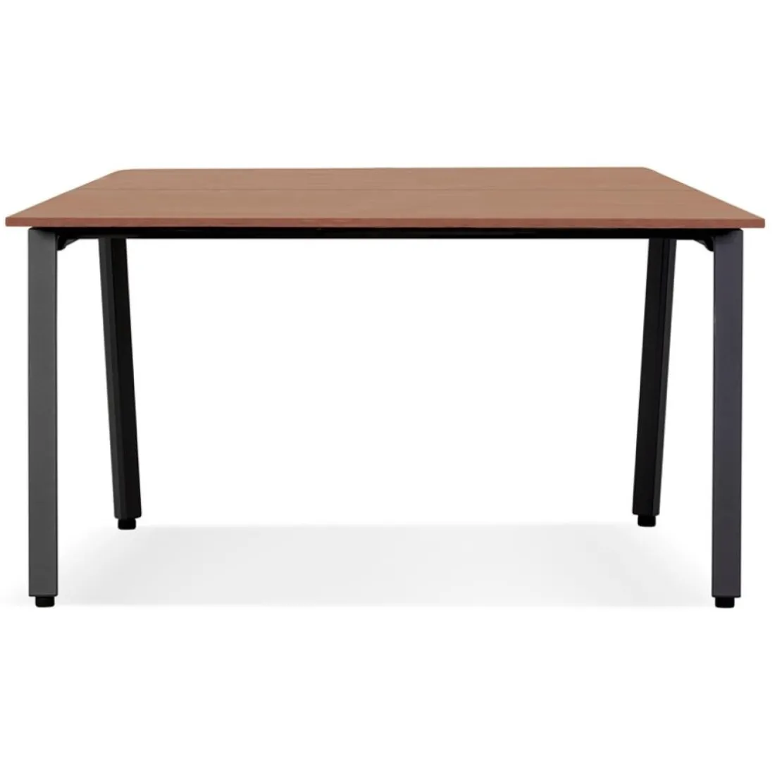 Table de réunion ou bureau bench 'AMADEUS SQUARE' en bois finition Noyer et métal noir