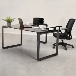 Table de réunion ou bureau bench 'BAKUS SQUARE' en bois naturelle et métal noir