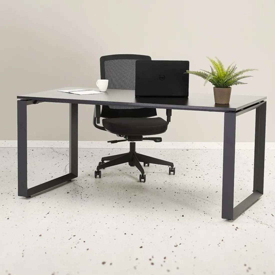 Table de réunion ou bureau bench 'BAKUS SQUARE' en bois naturelle et métal noir