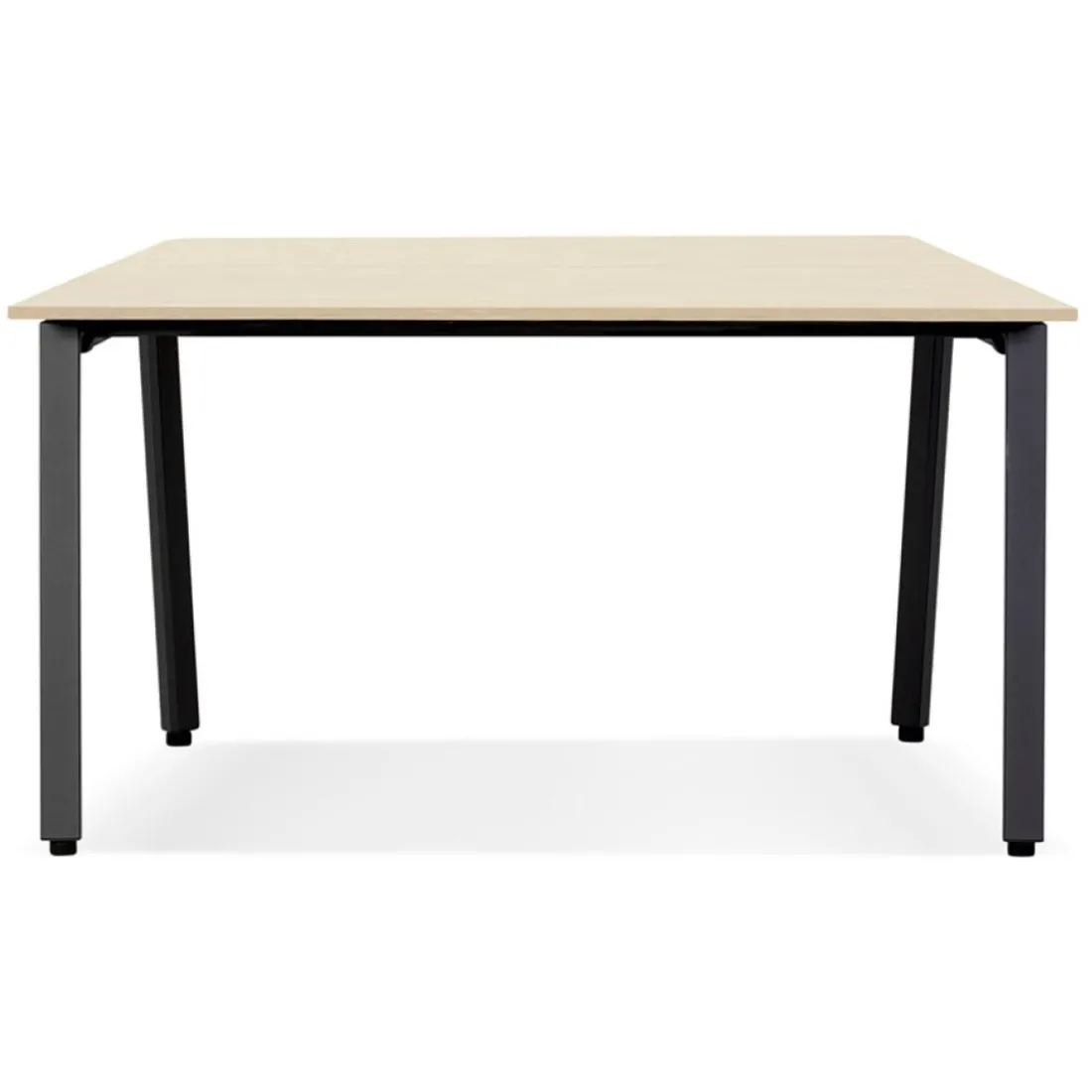 Table de réunion ou bureau bench en bois finition naturelle et métal noir