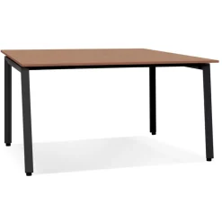 Table de réunion ou bureau bench en bois finition Noyer et métal noir 'AMADEUS SQUARE'
