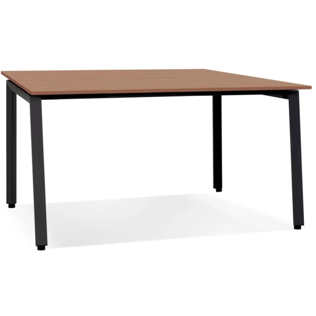 Table de réunion ou bureau bench en bois finition Noyer et métal noir 'AMADEUS SQUARE'