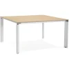 Table de réunion ou bureau bench 'XLINE SQUARE' en bois finition naturelle et métal blanc