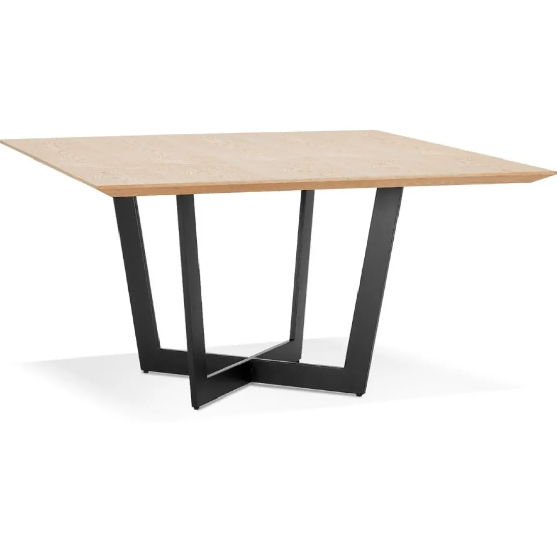 Table de salle à manger carrée 'ANITA' en bois finition naturelle et métal noir