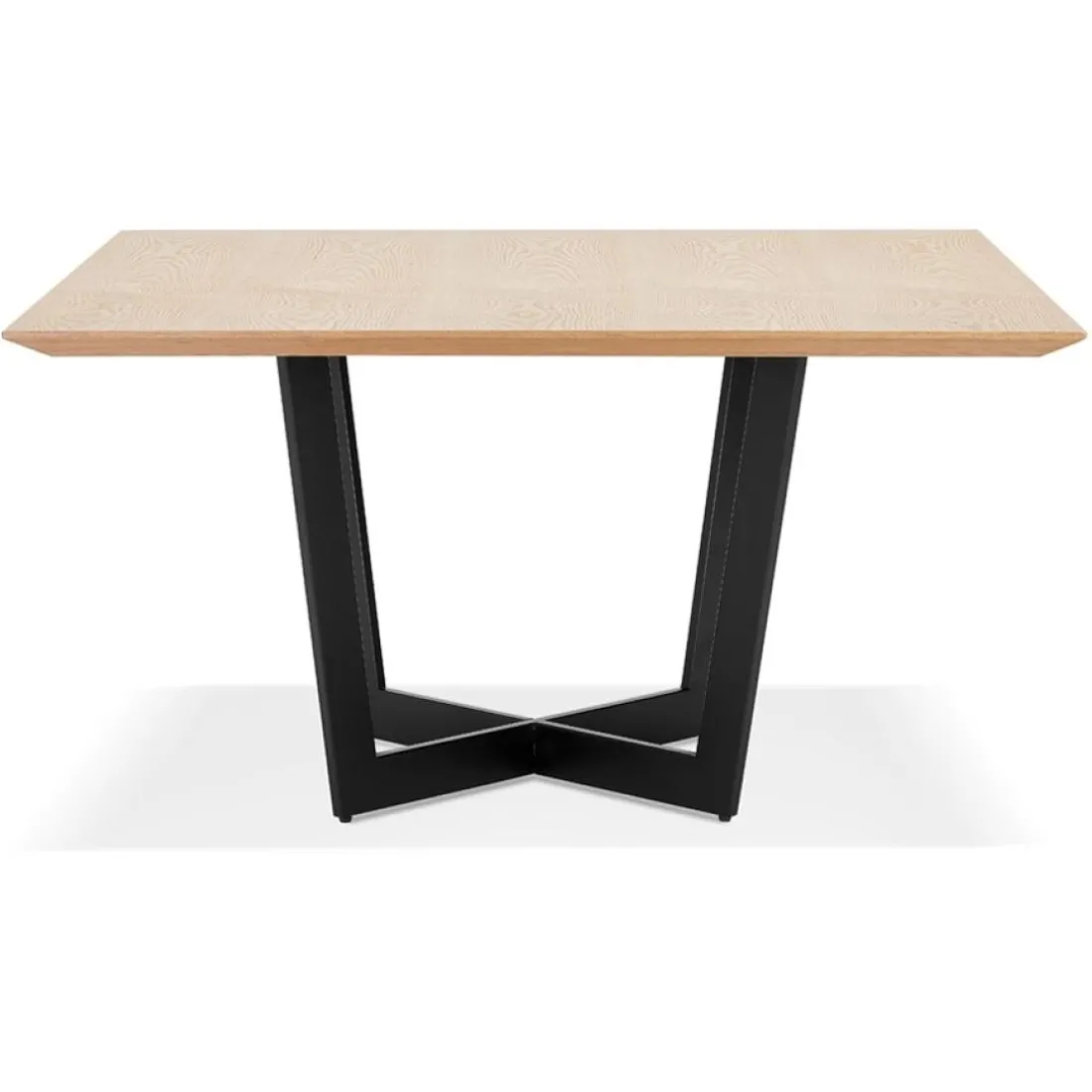 Table de salle à manger carrée 'ANITA' en bois finition naturelle et métal noir
