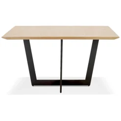 Table de salle à manger carrée 'ANITA' en bois finition naturelle et métal noir