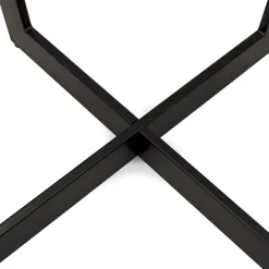 Table de salle à manger carrée 'ANITA' en bois finition naturelle et métal noir