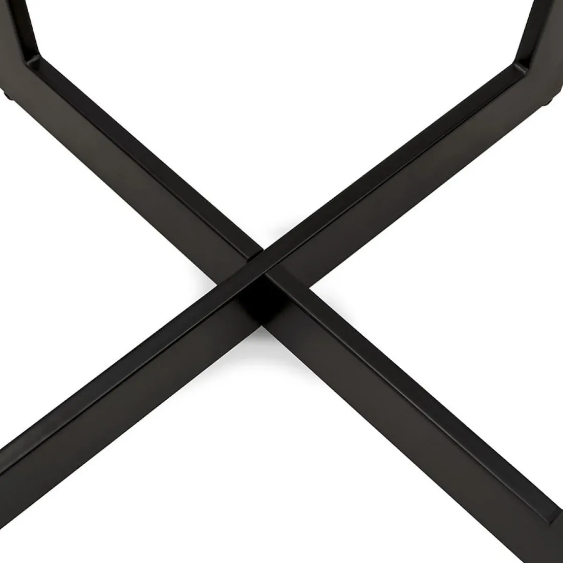 Table de salle à manger ronde 'LULU' en bois finition naturelle et métal noir