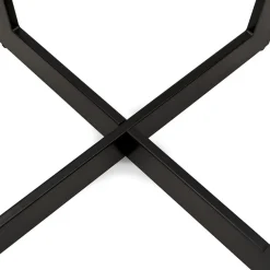 Table de salle à manger ronde en bois finition naturelle et métal noir