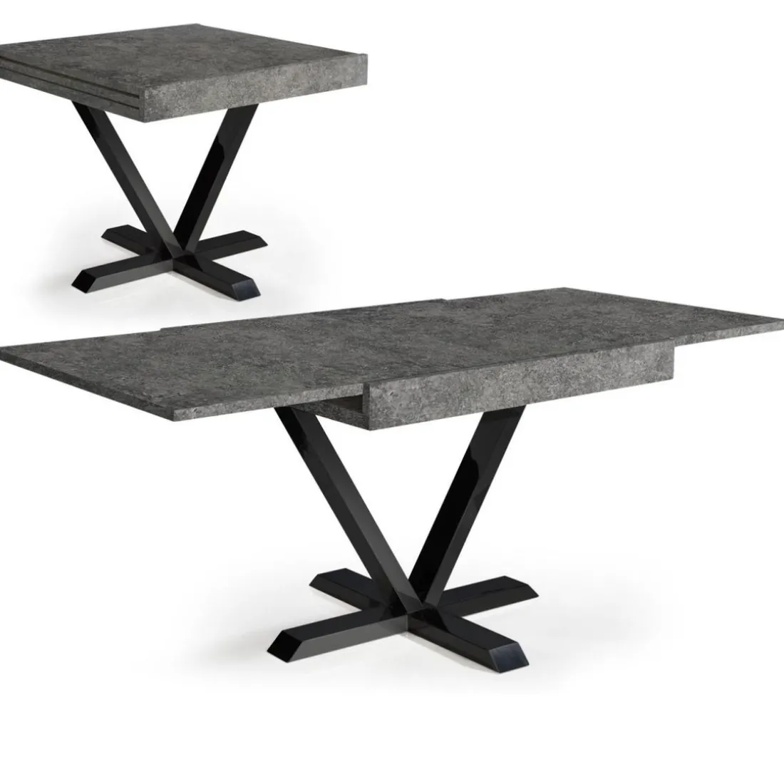 Table Design Rétractable Effet Béton Gris WELL