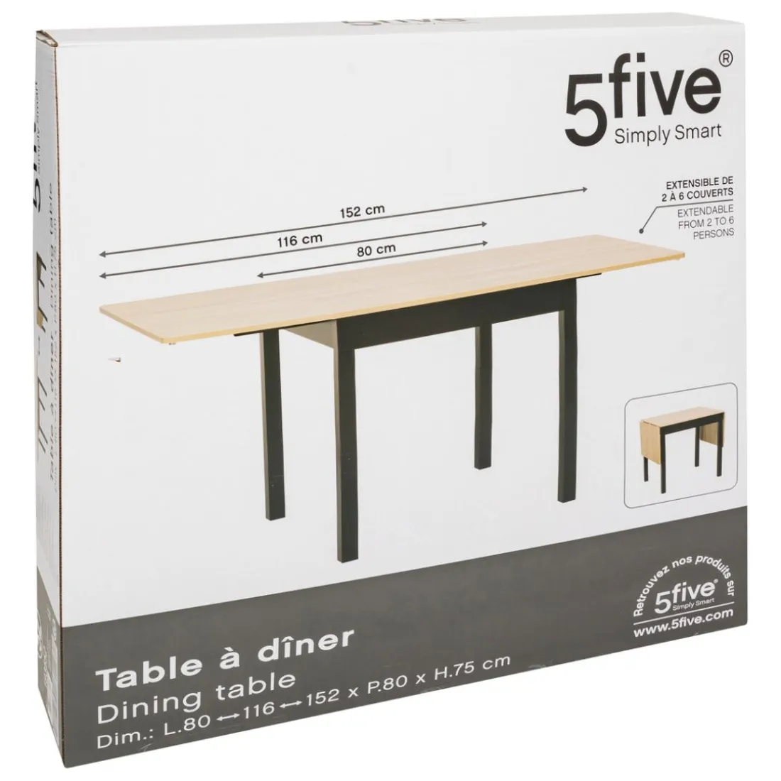 Table extensible 2 à 6 places RABA