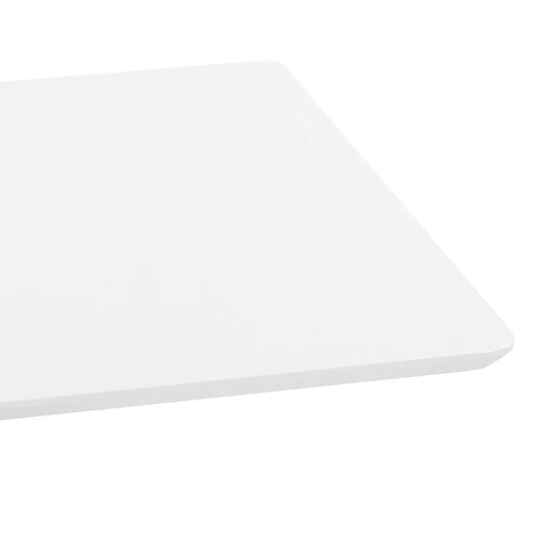 Table haute design 'MAMBO BAR' blanche avec pied en métal brossé