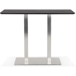 Table haute design 'MAMBO BAR' noire avec pied en métal brossé