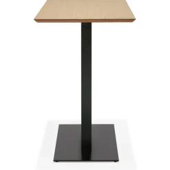 Table haute design 'ZUMBA BAR' en bois finition naturelle avec pied en métal noir