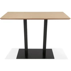 Table haute design 'ZUMBA BAR' en bois finition naturelle avec pied en métal noir
