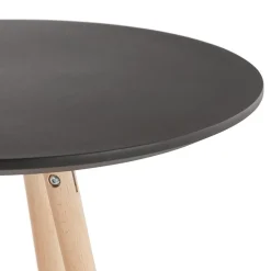 Table haute, Mange-debout rond 'GALA' en bois noir et pieds finition naturelle
