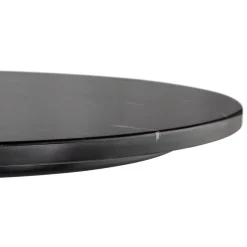 Table haute ronde 'CORY ROUND' en pierre noire effet marbre et métal noir