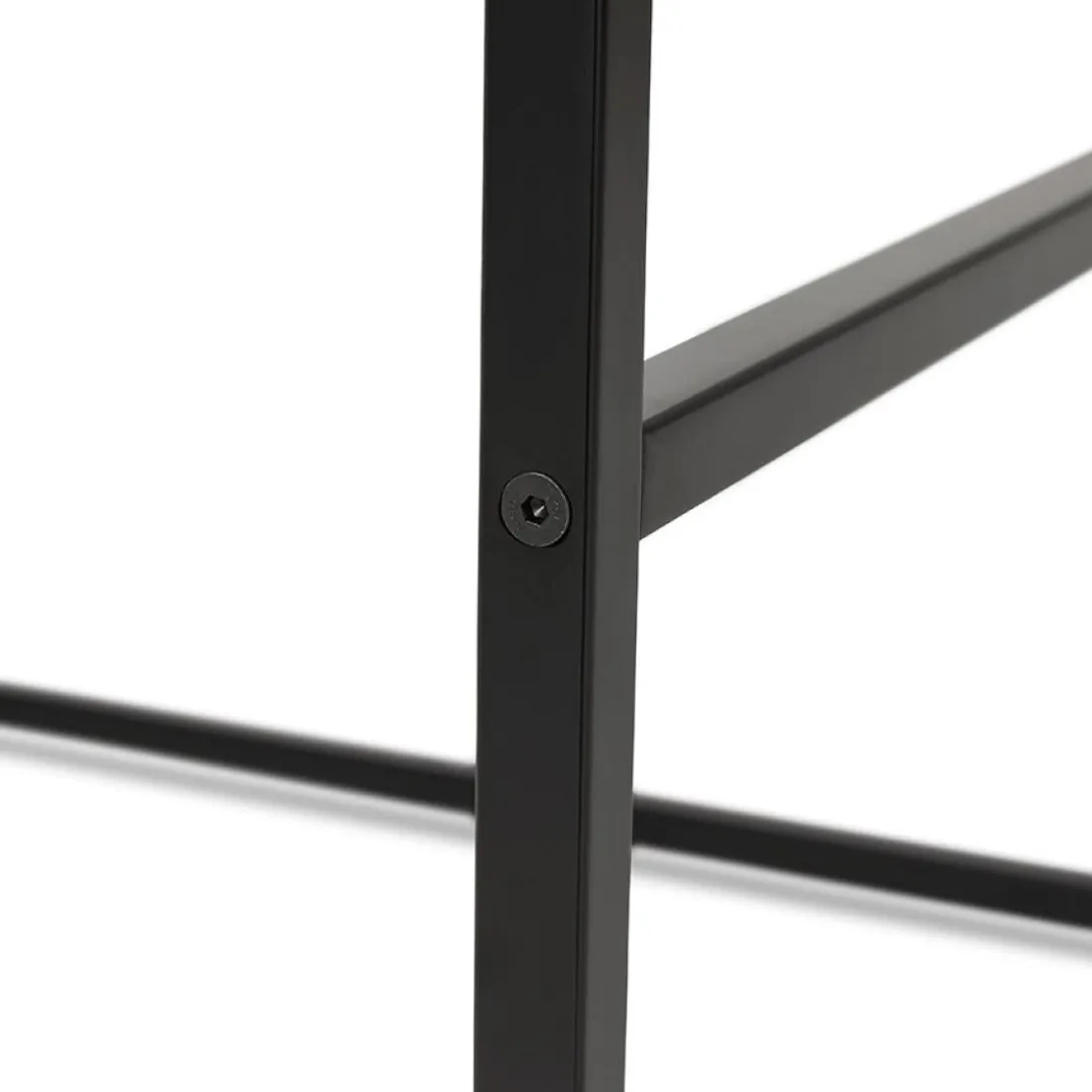 Table haute style industriel 'ORTOS' avec plateau blanc et structure noire idéale pour les professionnels
