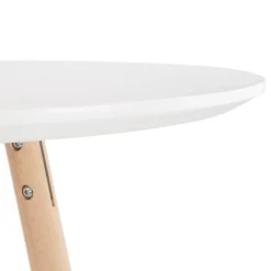 Table haute,Mange-debout rond 'GALA' en bois blanc et pieds finition naturelle