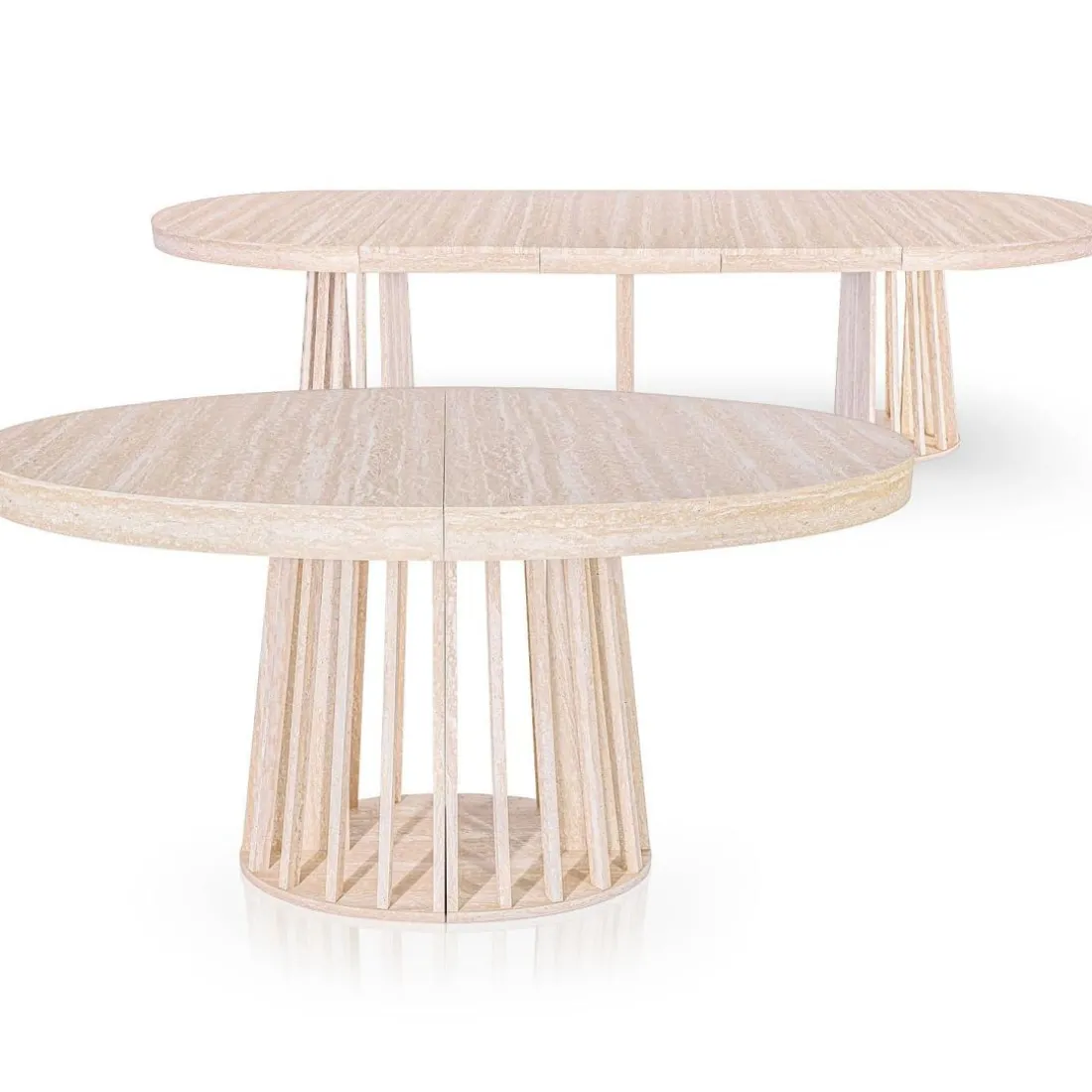 Table ovale extensible Eliza Effet Travertin Beige