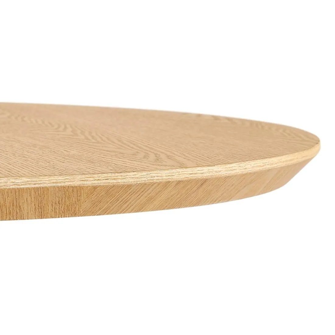 Table ronde design 'HUSH' en bois finition naturelle et métal blanc